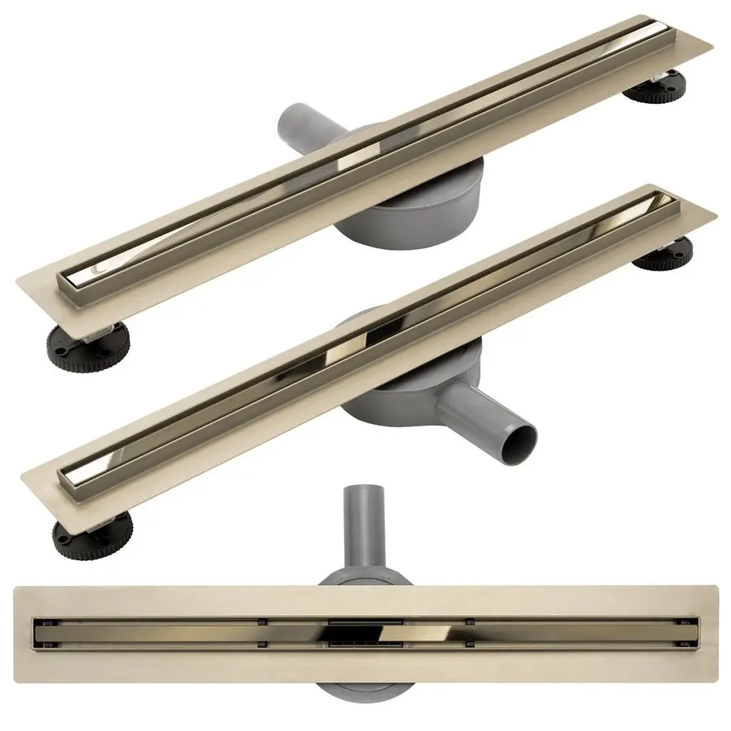 Odtokový žlab REA NEO SLIM MIRROR PRO 50 cm, zlatá - šampaň