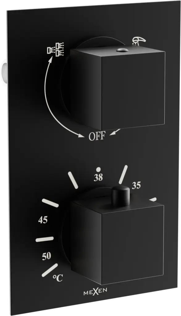 MEXEN Cube termostatická baterie sprcha/vana 2-output černá 77502-70
