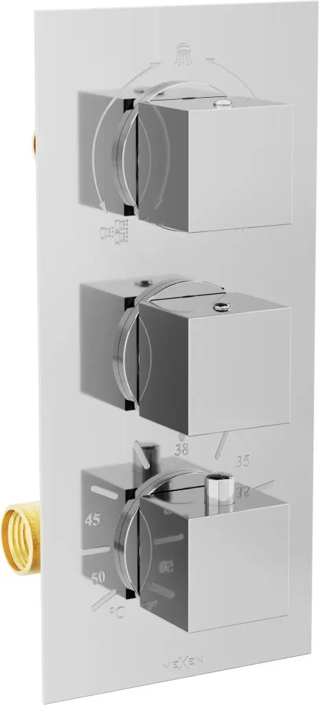 MEXEN Cube termostatická baterie sprcha/vana 3-chrom výstup 77503-00