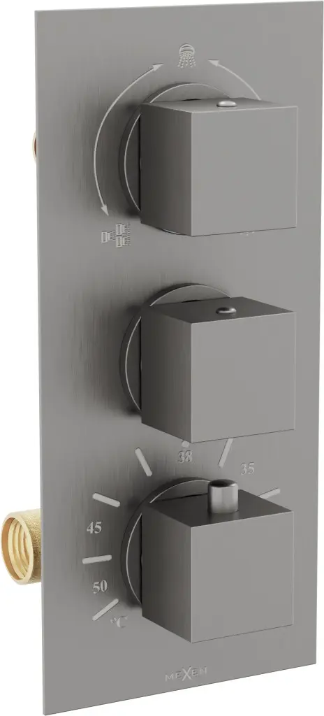 MEXEN Cube termostatická baterie sprcha/vana 3-output grafit 77503-66