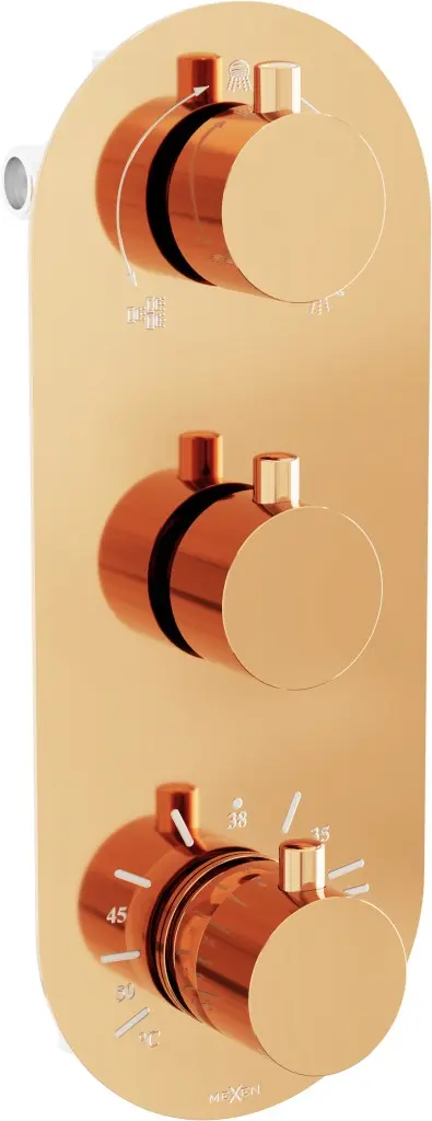 MEXEN Kai termostatická baterie sprcha/vana 3-output rose gold 77603-60