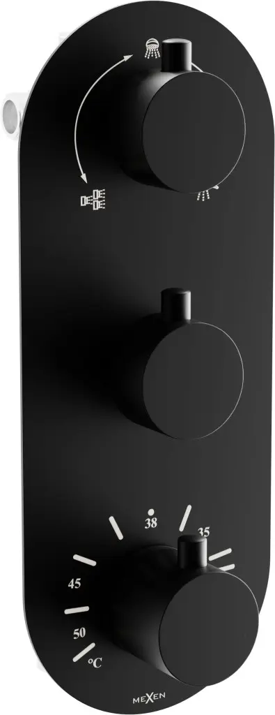 MEXEN Kai termostatická baterie sprcha/vana 3-output, černá 77603-70