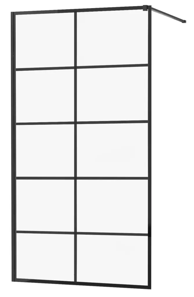 MEXEN/S KIOTO Sprchová zástěna WALK-IN 90x200 cm 8 mm, černá, černý vzor 1 800-090-101-70-77