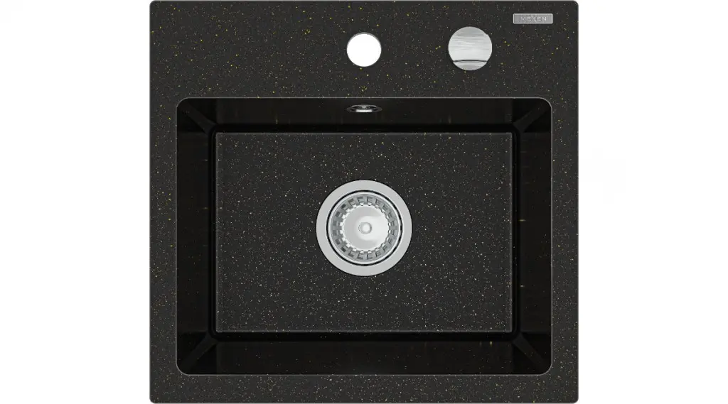MEXEN Milo granitový dřez 1-miska 435x410 mm, černá / kovové zlato 6505441000-75