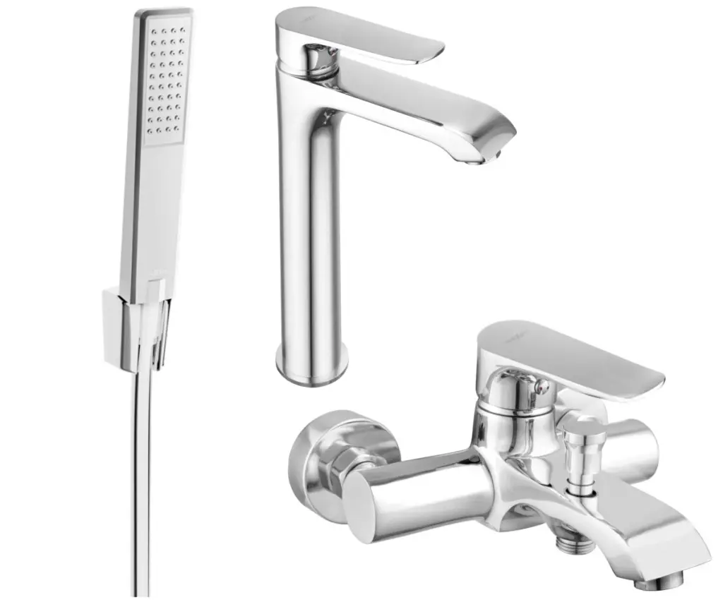 MEXEN/S Pecos R72 Set umyvadlové a vanové baterie s příslušenstvím, chrom 72713R72-00