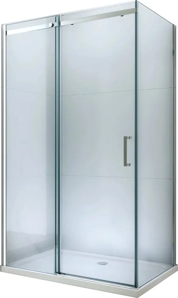 MEXEN/S Omega sprchový kout posuvný 110x90, sklo transparent, chrom + vanička 825-110-090-01-00-4010