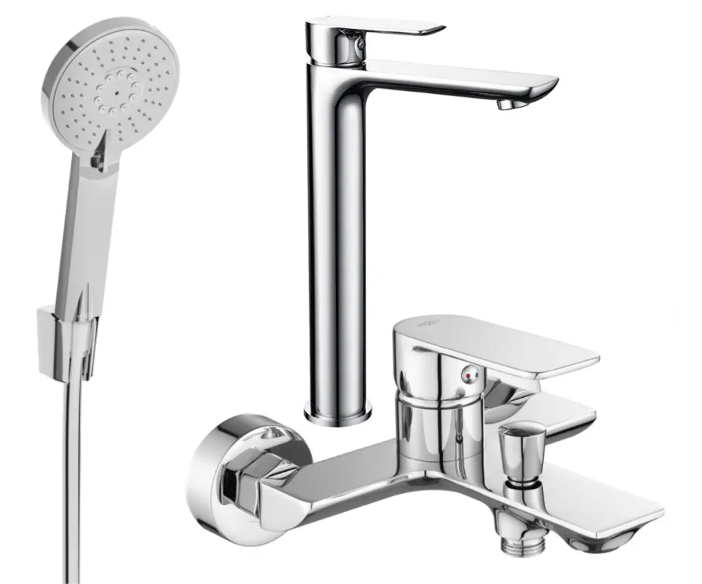 MEXEN/S Alfa R40 Set umyvadlové a vanové baterie s příslušenstvím, chrom