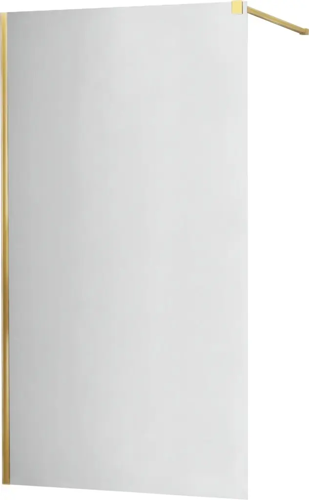 MEXEN/S KIOTO Sprchová zástěna WALK-IN 100x200 cm 8 mm, zlatá, zrcadlové sklo 800-100-101-50-50