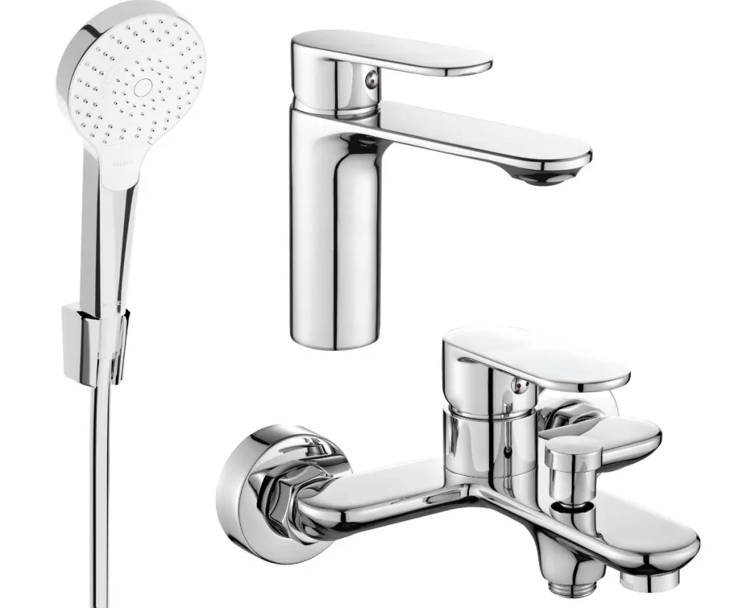 MEXEN - Milo R05 SET umyvadlová baterie + vanová s příslušenstvím, chrom 71303R05-00
