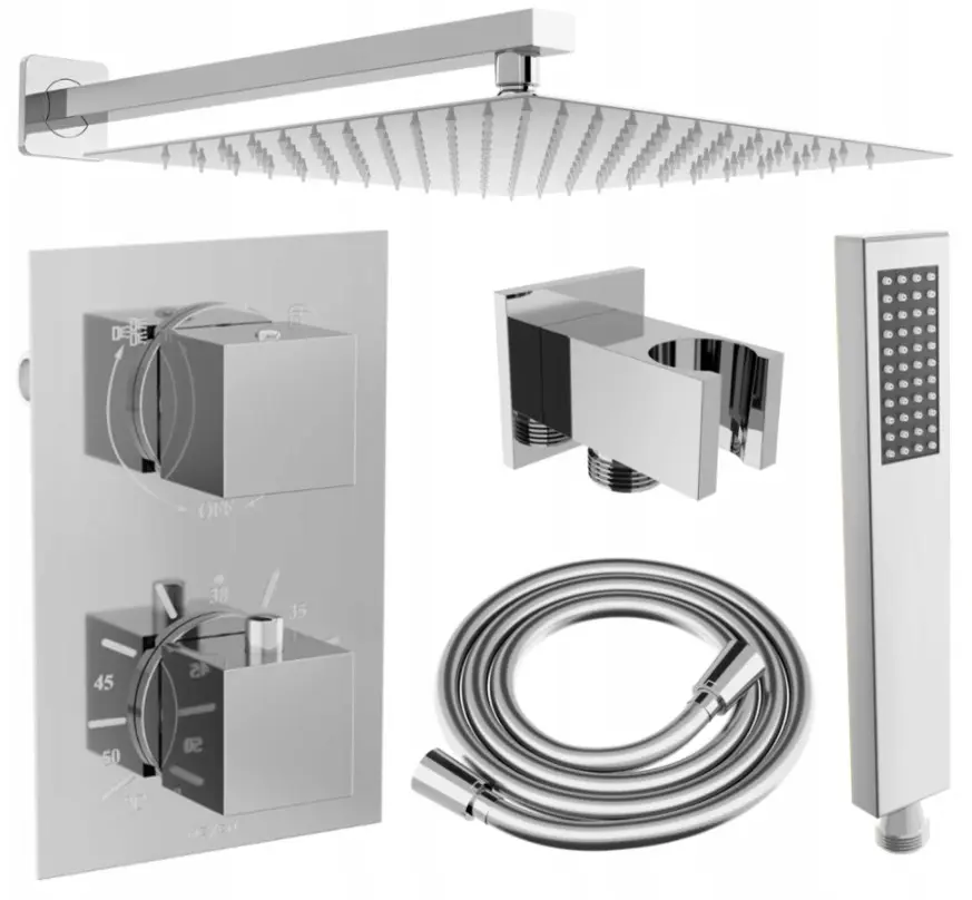 MEXEN/S Cube DR02 podomítkový sprchový SET + slim sprcha 25, chrom 77502DR0225-00