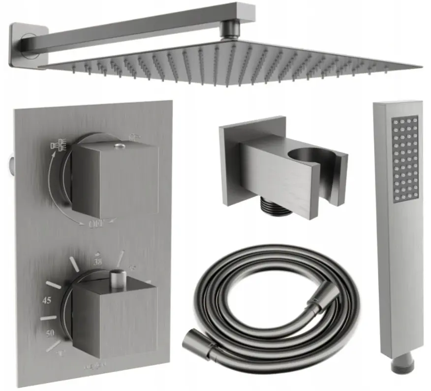 MEXEN/S Cube DR02 podomítkový sprchový SET + slim sprcha 30, grafit 77502DR0230-66