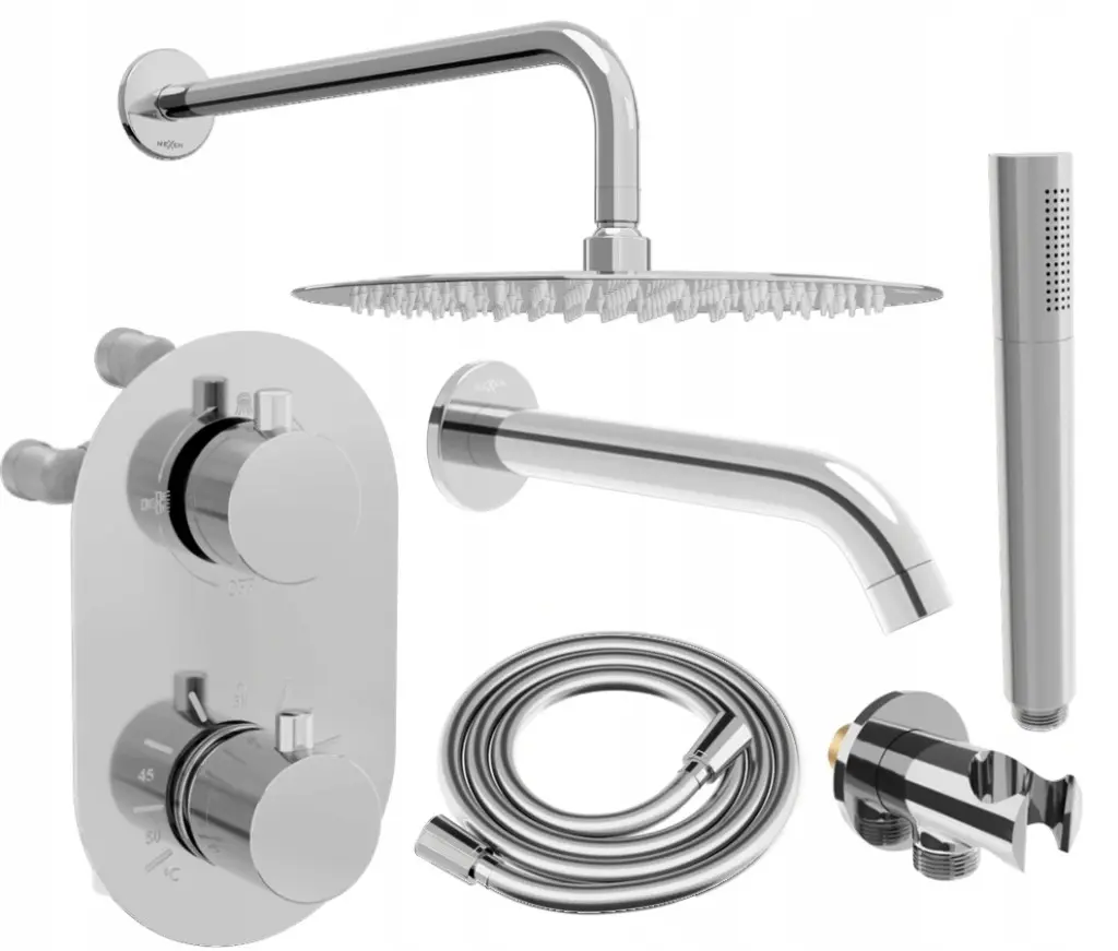 MEXEN/S Kai DR70 podomítkový vanový SET s výtokovou hubicí + slim sprcha 30, chrom 77602DR70301-00