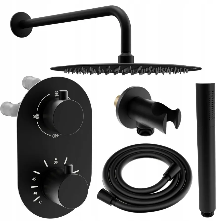 MEXEN/S Kai DR70 zpodomítkový sprchový SET + slim sprcha 25, černý 77602DR7025-70