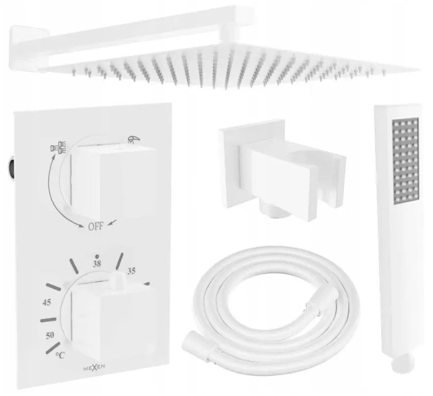 MEXEN/S Cube DR02 podomítkový sprchový SET + slim sprcha 25, bílá 77502DR0225-20
