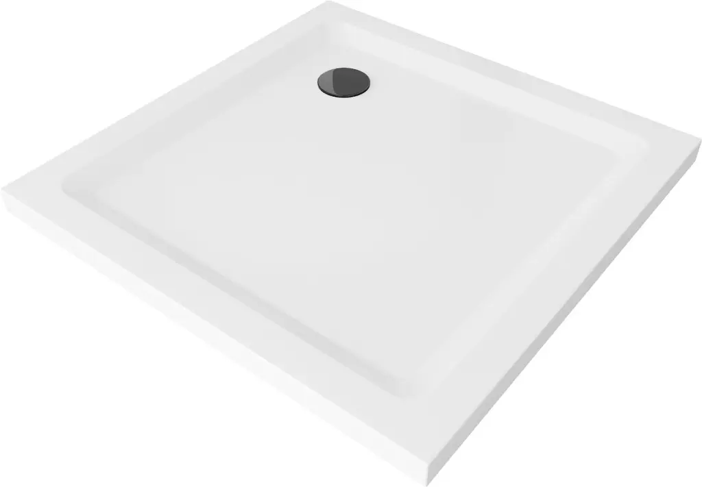 MEXEN/S Flat sprchová vanička čtvercová slim 100 x 100, bílá + černý sifon 40101010B