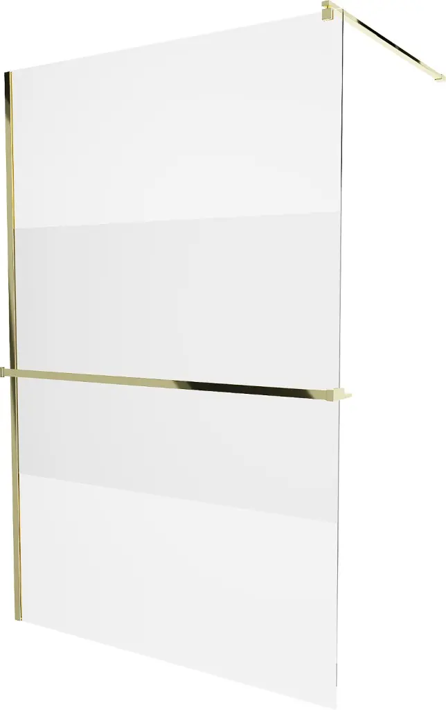 MEXEN/S KIOTO Sprchová zástěna WALK-IN s poličkou a držákem ručníků 70 x 200, transparent 8 mm, zlatá 800-070-121-50-35