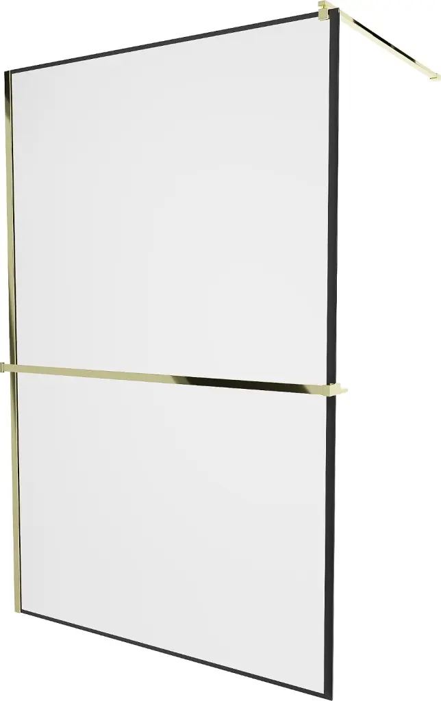 MEXEN/S KIOTO Sprchová zástěna WALK-IN s poličkou a držákem ručníků 70 x 200, transparent 8 mm, černá 800-070-121-50-70