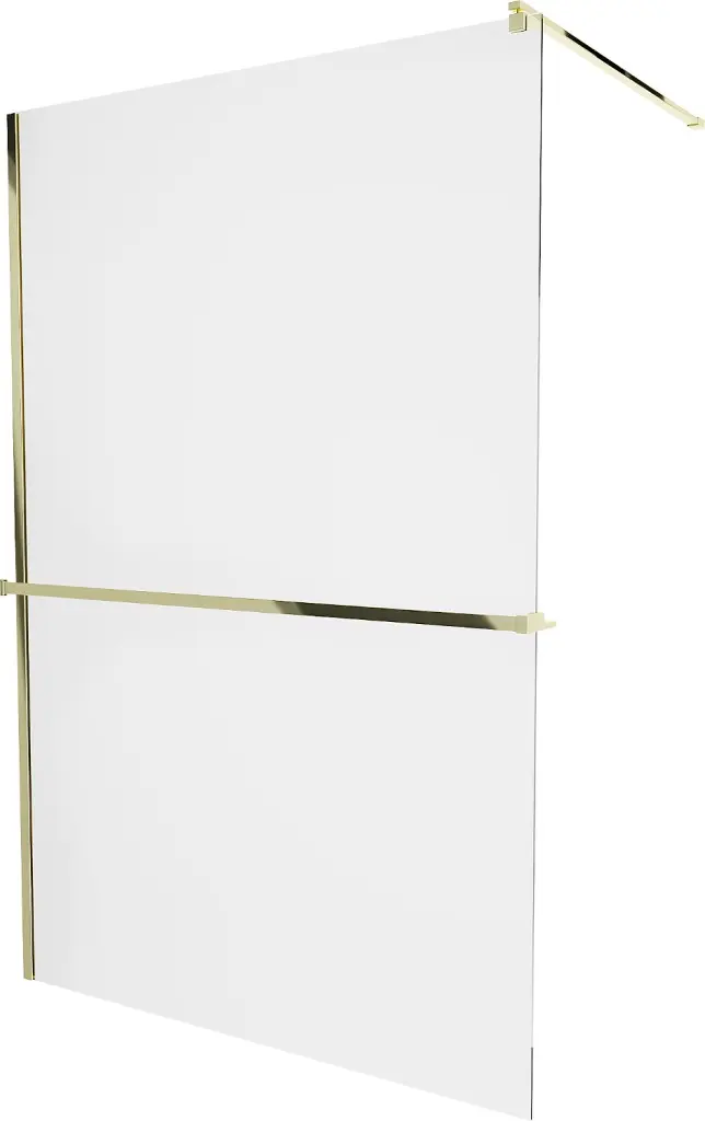 MEXEN/S KIOTO Sprchová zástěna WALK-IN s poličkou a držákem ručníků 80 x 200, transparent 8 mm, zlatá 800-080-121-50-00