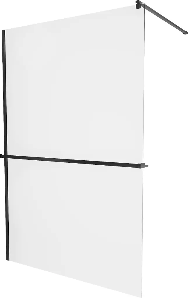 MEXEN/S KIOTO Sprchová zástěna WALK-IN s poličkou a držákem ručníků 80 x 200, transparent 8 mm, černá 800-080-121-70-00