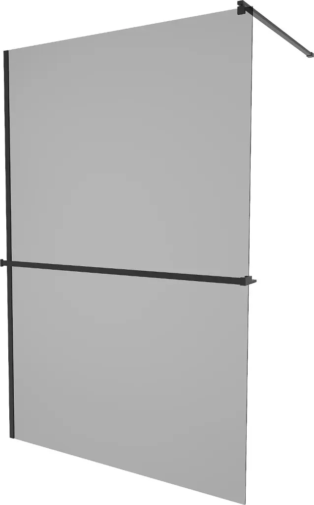 MEXEN/S KIOTO Sprchová zástěna WALK-IN s poličkou a držákem ručníků 80 x 200, grafit 8 mm, černá 800-080-121-70-40