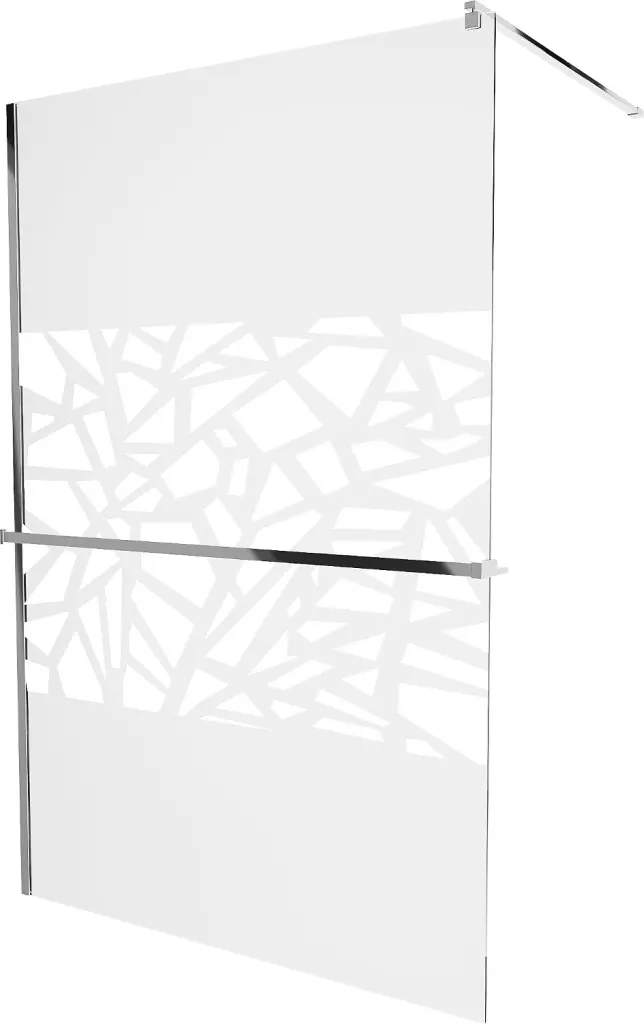 MEXEN/S KIOTO Sprchová zástěna WALK-IN s poličkou a držákem ručníků 110 x 200, transparent/bílý dekor 8 mm, chrom 800-110-121-01-85