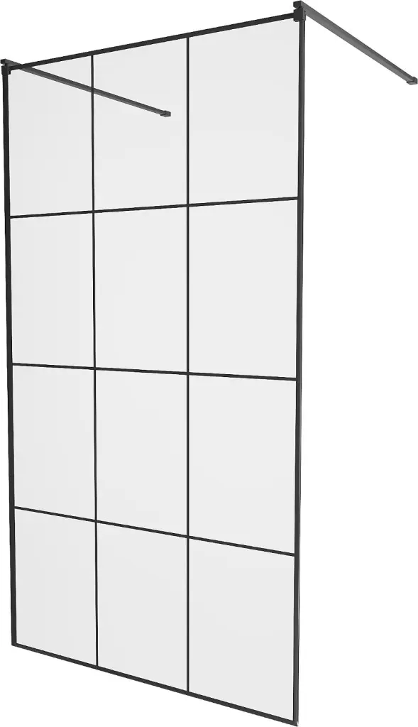 MEXEN/S KIOTO samostatně stojící sprchová zástěna 100 x 200, transparent/černá vzor 8 mm, černá 800-100-002-70-77