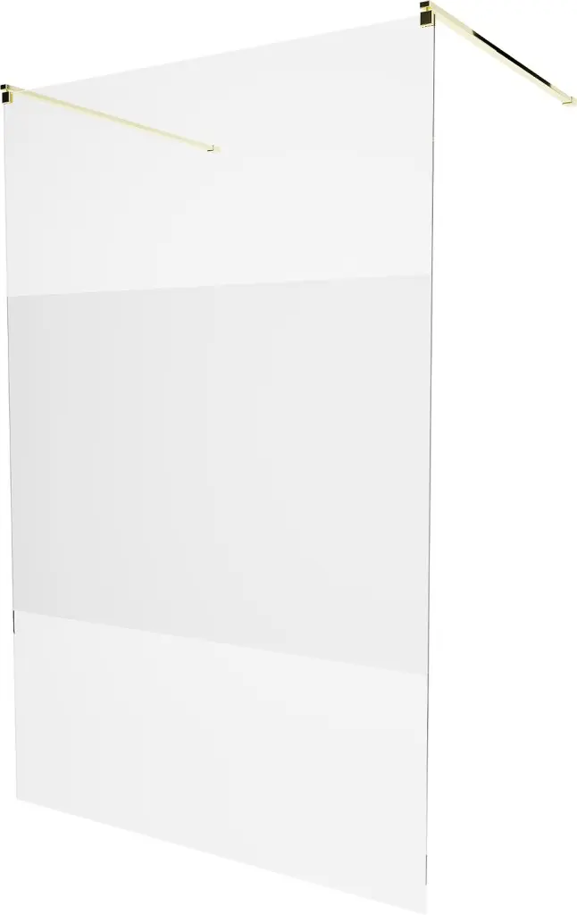 MEXEN/S KIOTO samostatně stojící sprchová zástěna 110 x 200, transparent/matné sklo 8 mm, zlatá 800-110-002-50-35