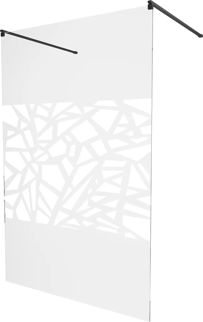 MEXEN/S KIOTO samostatně stojící sprchová zástěna 110 x 200, transparent/bílá vzor 8 mm, černá 800-110-002-70-85