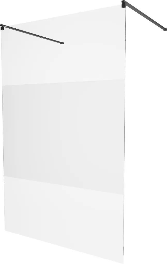 MEXEN/S KIOTO samostatně stojící sprchová zástěna 120 x 200, transparent/matné sklo 8 mm, černá 800-120-002-70-35