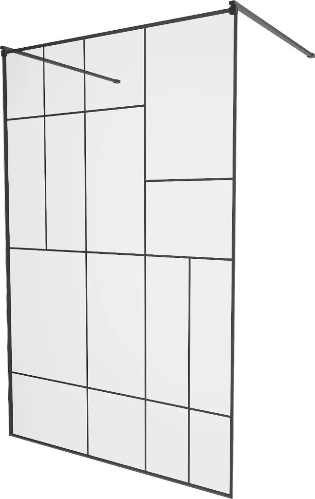 MEXEN/S KIOTO samostatně stojící sprchová zástěna 120 x 200, transparent/černá vzor 8 mm, černá 800-120-002-70-78
