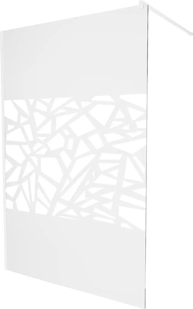 MEXEN/S KIOTO Sprchová zástěna WALK-IN 100 x 200, transparent/bílý vzor 8 mm, bílá 800-100-101-20-85