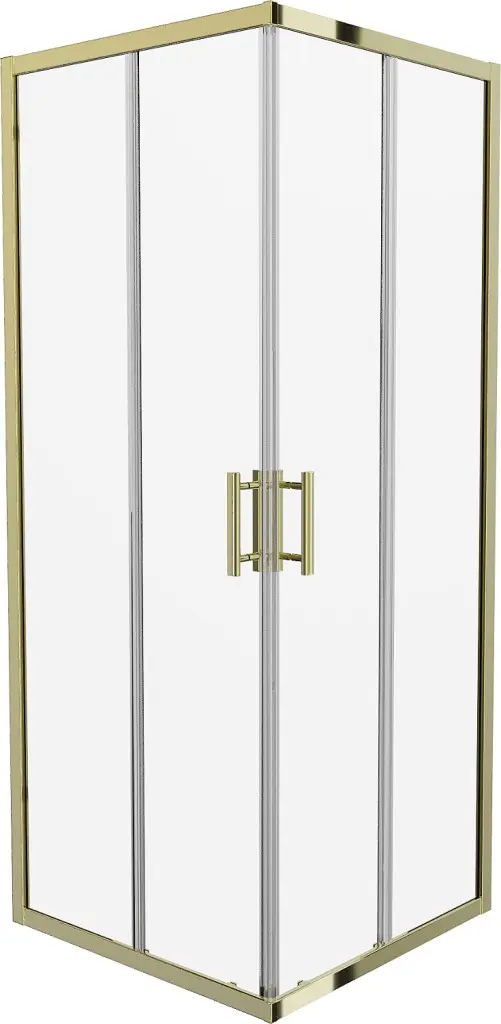 MEXEN Rio sprchový kout čtverec 90 x 90, transparent, zlatá  860-090-090-50-00