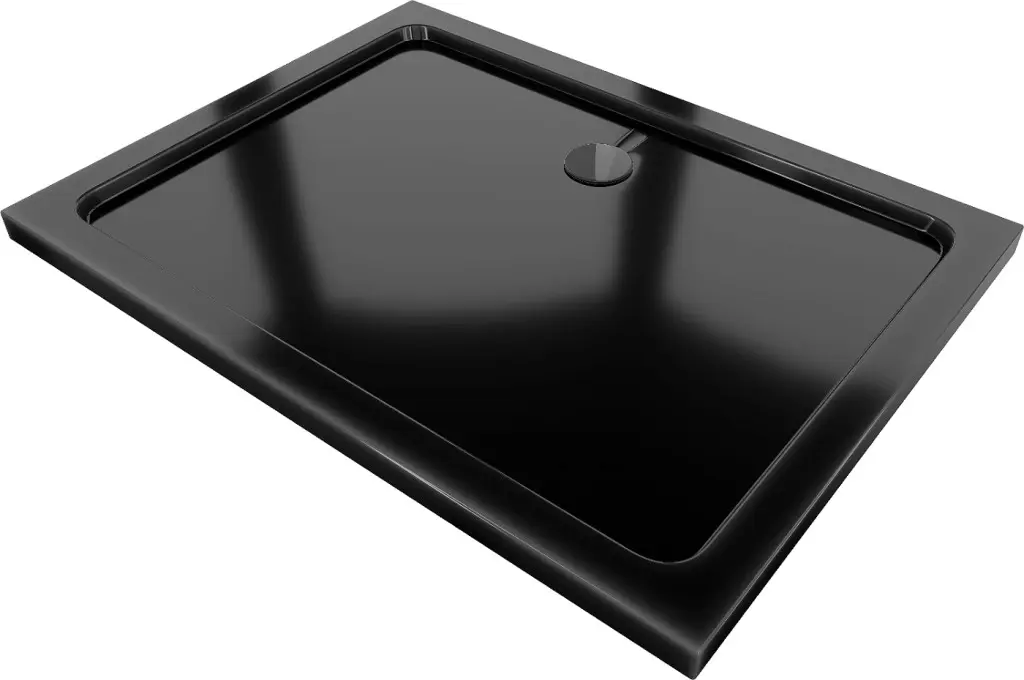 MEXEN/S Flat sprchová vanička obdélníková slim 140 x 80, černá + černý sifon 40708014B