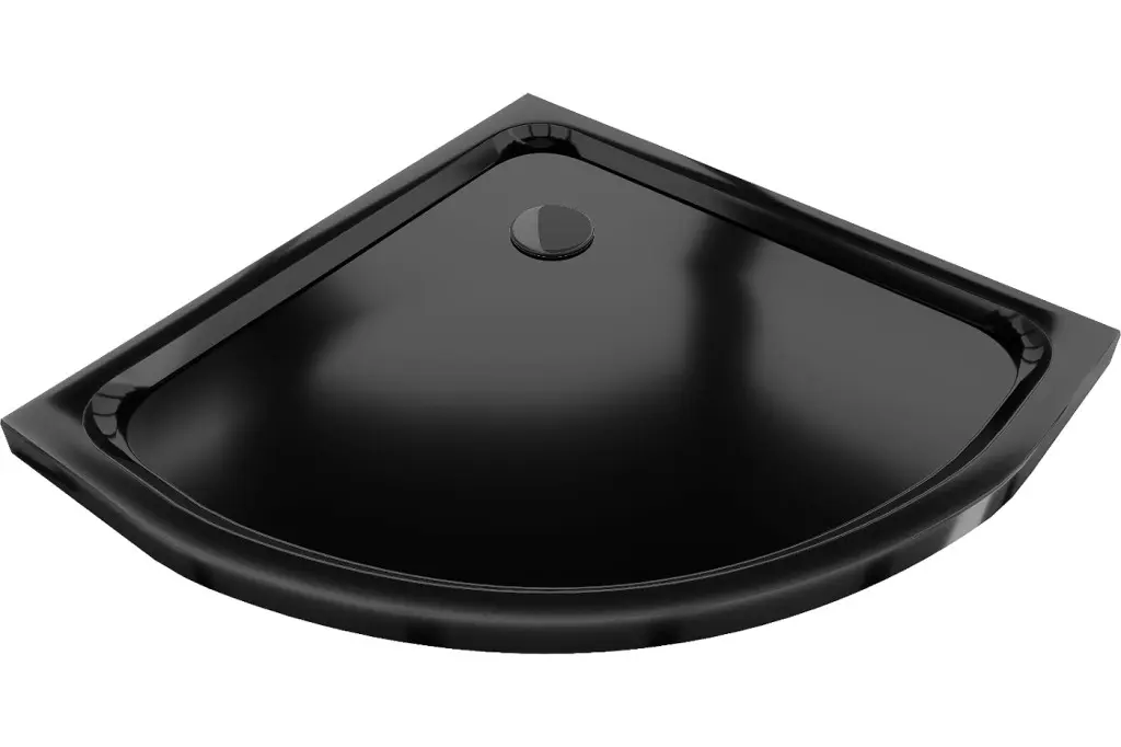 MEXEN/S Flat sprchová vanička čtvrtkruhová slim 100 x 100, černá + černý sifon 41701010B