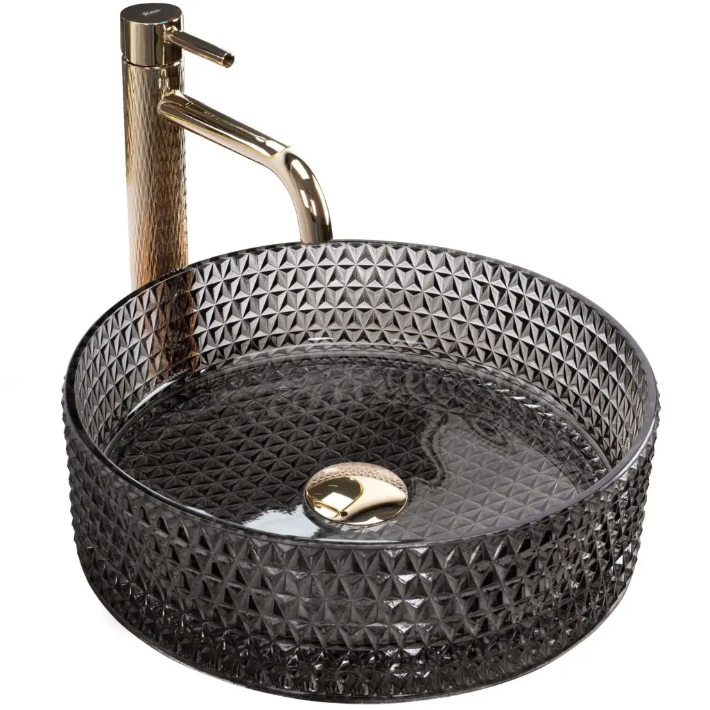 Umyvadlo na desku Cristal Black 07RU+REA-U9671