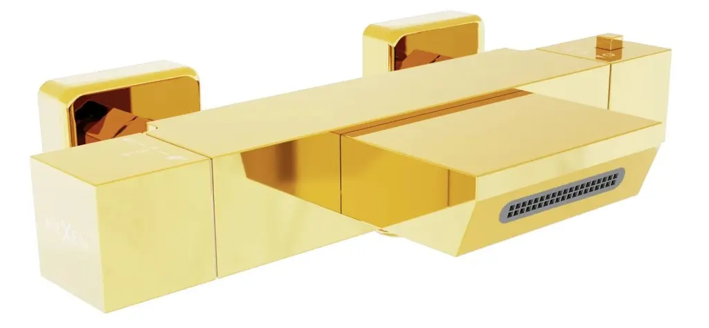 Termostatická vanová baterie MEXEN CUBE zlatá