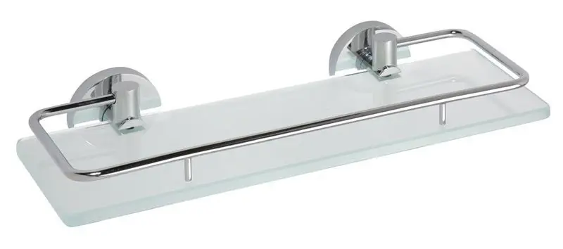 Sapho X-ROUND E skleněná polička s výklopnou hrazdou 300x130mm, mléčné sklo, chrom
