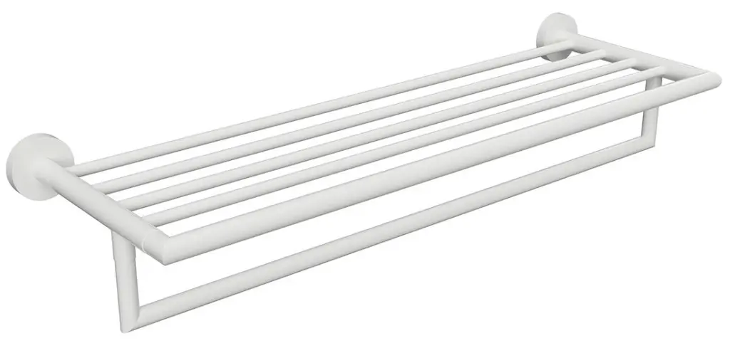 SAPHO - X-ROUND WHITE polička na ručníky s hrazdou 500, bílá mat XR421W