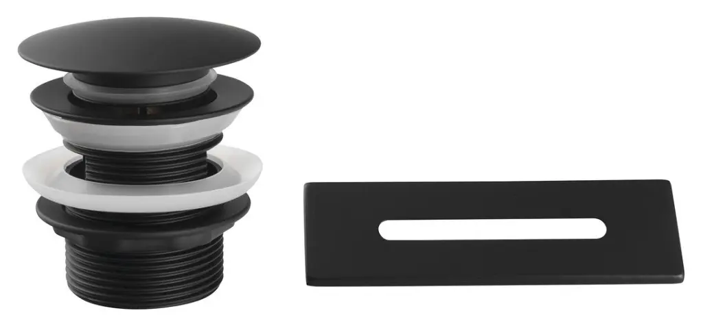 AQUALINE SET krytka přepadu, vanová výpust 6/4", click-clack, černá mat TF9005B