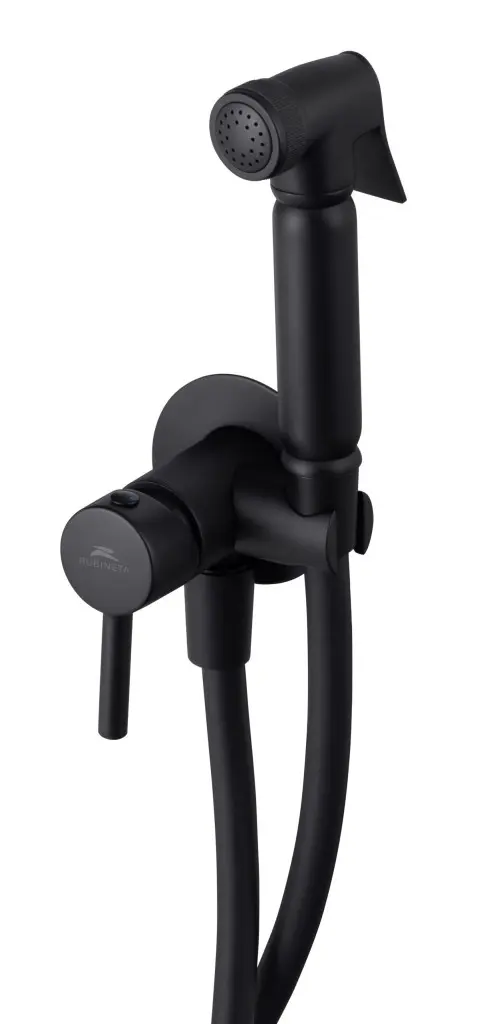 Rubineta Baterie s bidetovou sprškou ULTRA U-30 NEW BLACK, černá barva OLBAU30NEWBK