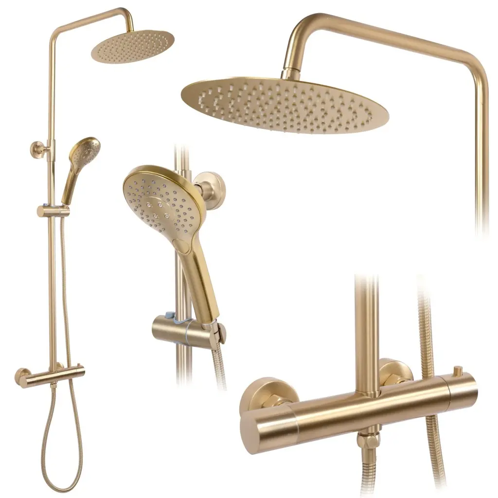 Sprchový set s termostatem Vincent Rea P6602 zlatý kartáčovaný povrch