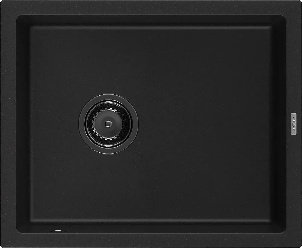 MEXEN/S Pedro granitový dřez 1-miska 560 x 460 mm, černá, sifon černá 6508561000-77-B