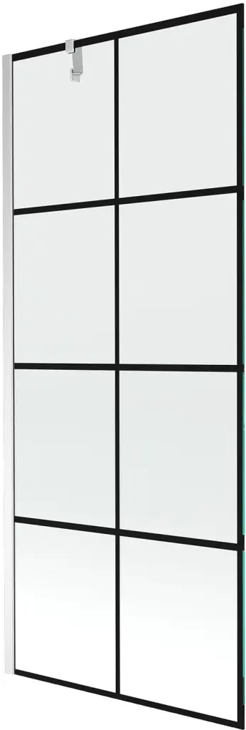 MEXEN/S Next vanová zástěna FIX 80x150, černý dekor, chrom 895-080-000-00-77-01