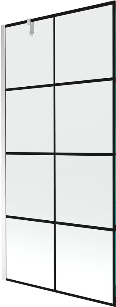 MEXEN/S Next vanová zástěna FIX 90x150, černý dekor, chrom 895-090-000-00-77-01
