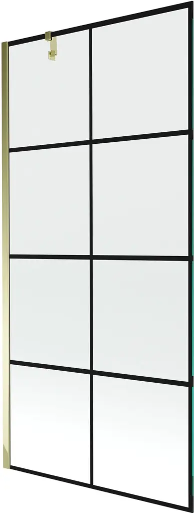 MEXEN/S Next vanová zástěna FIX 90x150, černý dekor, zlato 895-090-000-00-77-50