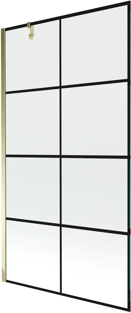MEXEN/S Next vanová zástěna FIX 100x150, černý dekor, zlato 895-100-000-00-77-50
