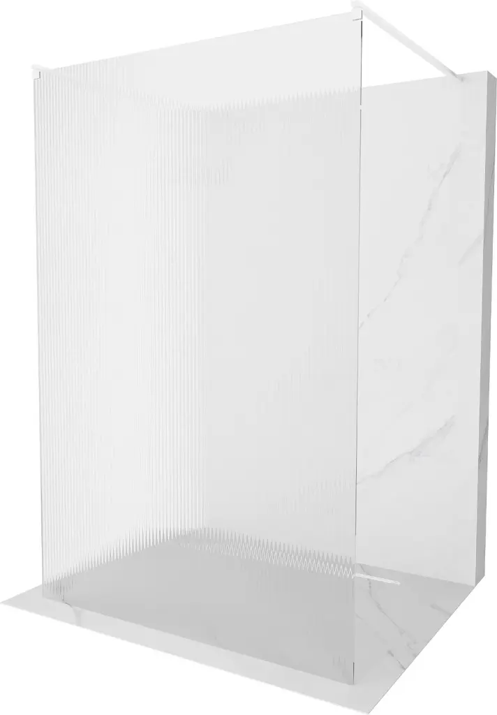 MEXEN/S Kioto Sprchová zástěna WALK-IN volněstojící 100 x 200, proužky 8 mm, bílá 800-100-002-20-09