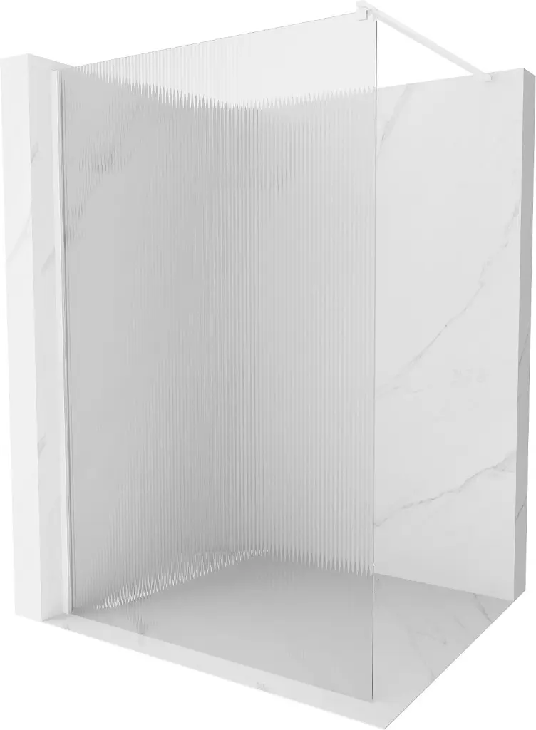 MEXEN/S Kioto Sprchová zástěna WALK-IN 110 x 200, proužky 8 mm, bílá 800-110-101-20-09