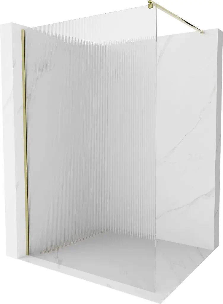 MEXEN/S Kioto Sprchová zástěna WALK-IN 110 x 200, proužky 8 mm, zlatá 800-110-101-50-09