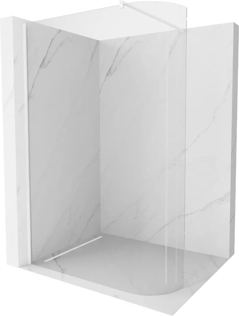 MEXEN/S Kioto Sprchová zástěna WALK-IN zaoblená 120 x 200, transparent 8 mm, bílá 800-120-101-20-06